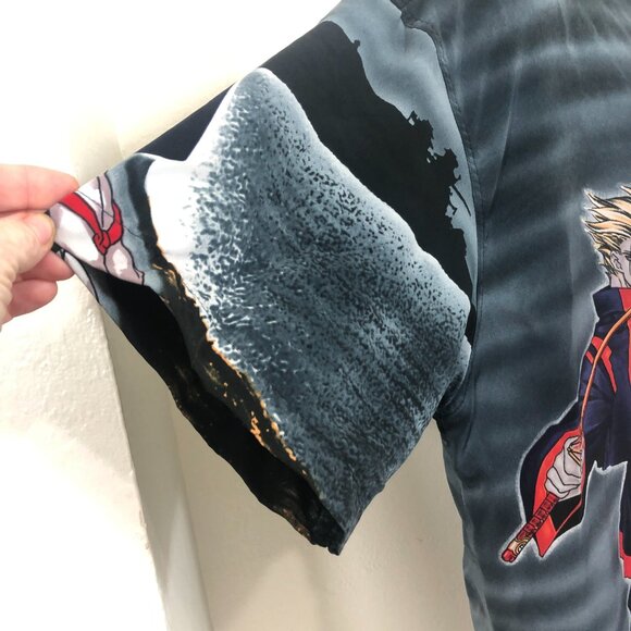 MT:2 VTG Men Rockabilly Anime Samurai Ninja Japanese Script Button Down Shirt XL - Picture 4 of 13